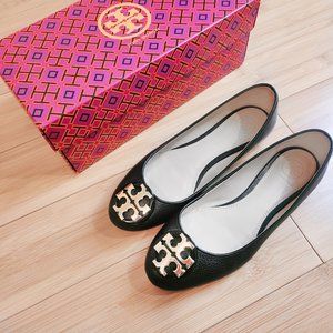NEW Tory Burch Claire Ballet Flats (Black/Gold) (Size 5)